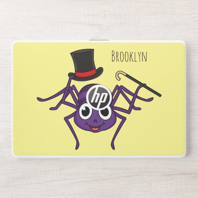 Cute spider in top hat cartoon  HP laptop skin (Front)
