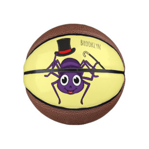 Cute spider in top hat cartoon mini basketball