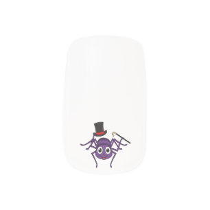 Cute spider in top hat cartoon minx nail art