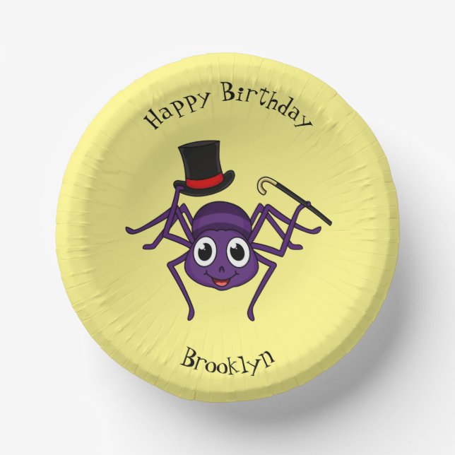 Cute spider in top hat cartoon  paper bowls (Front)