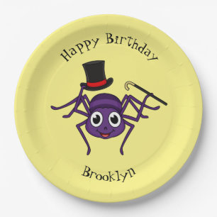 Cute spider in top hat cartoon paper plates