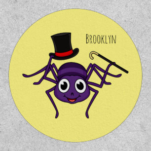 Cute spider in top hat cartoon patch