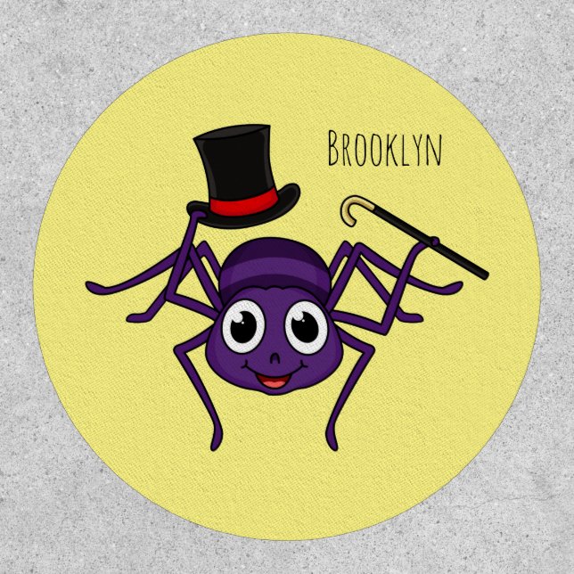 Cute spider in top hat cartoon  patch (Front)