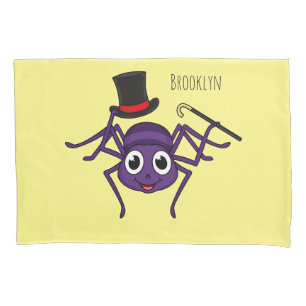 Cute spider in top hat cartoon pillow case