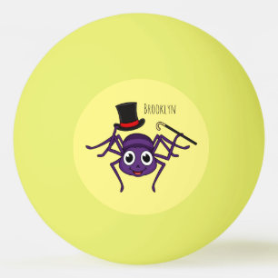 Cute spider in top hat cartoon ping pong ball