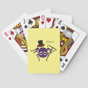 Cute spider in top hat cartoon poker cards