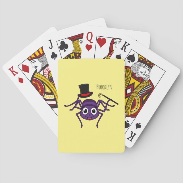 Cute spider in top hat cartoon poker cards (Back)