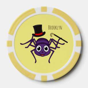 Cute spider in top hat cartoon poker chips
