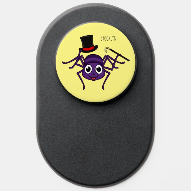 Cute spider in top hat cartoon PopSocket (Popsocket)