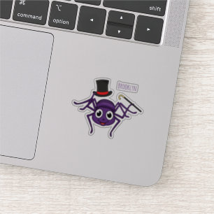Cute spider in top hat cartoon sticker