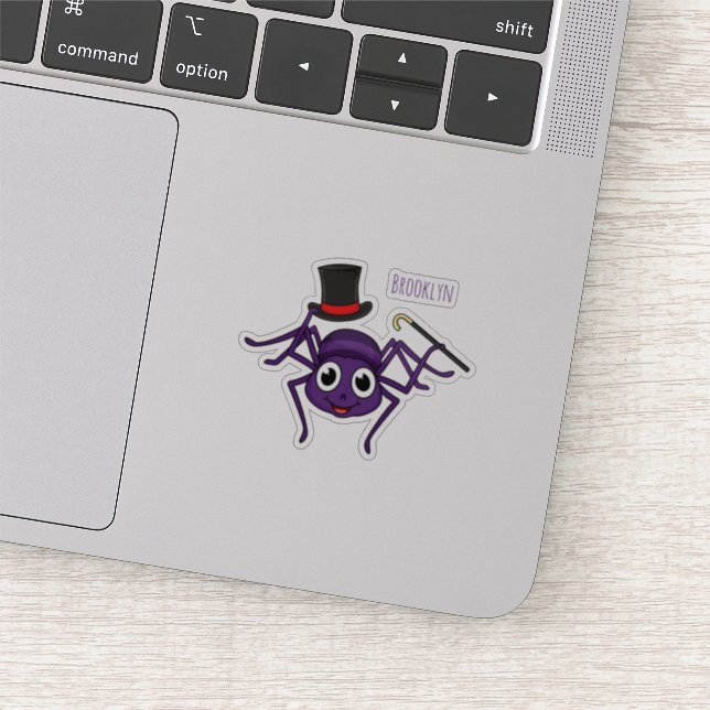 Cute spider in top hat cartoon sticker (Detail)