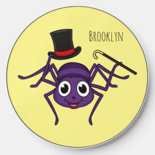 Cute spider in top hat cartoon wireless charger