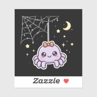 Cute Spider On Sparkly Web Sticker