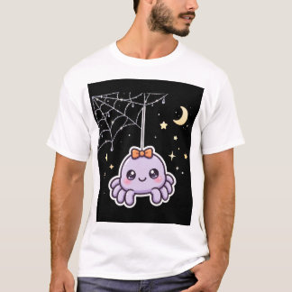 Cute Spider On Sparkly Web T-Shirt