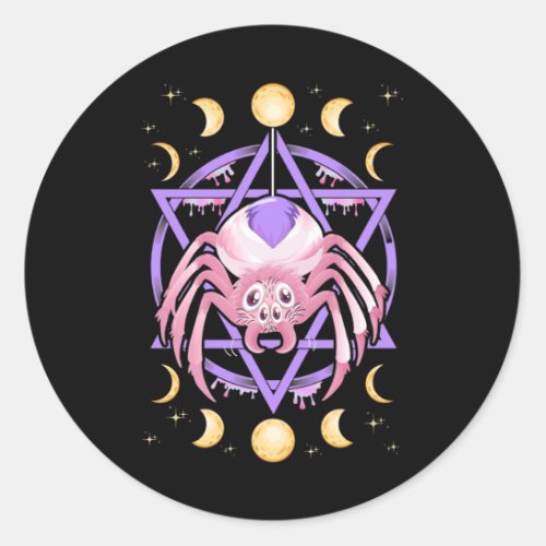 Cute Spider Satan Moon Pastel Goth Kawaii Classic Round Sticker