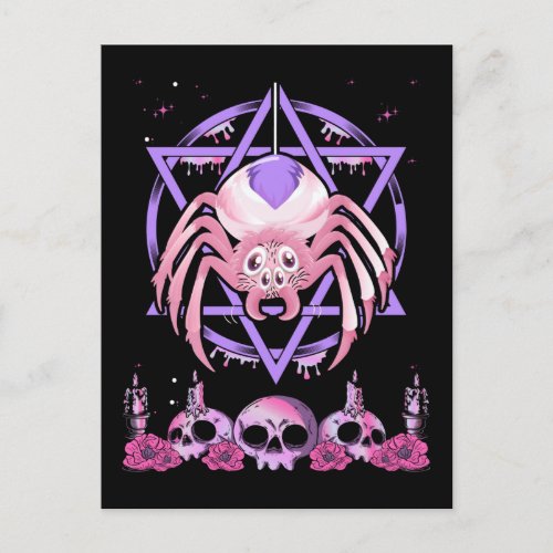 Cute Spider Satan Moon Pastel Goth Kawaii Postcard