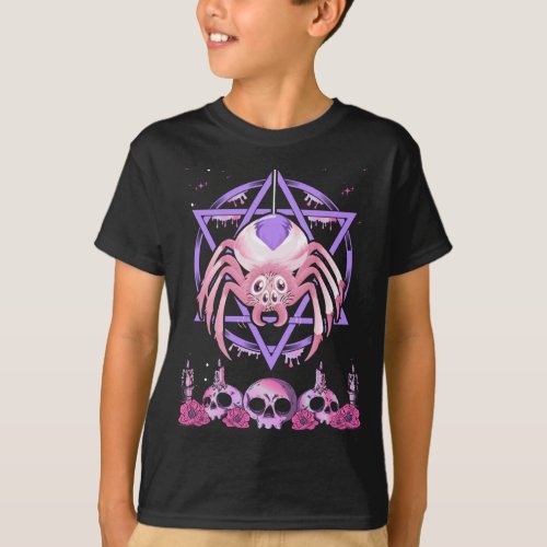 Cute Spider Satan Moon Pastel Goth Kawaii T_Shirt