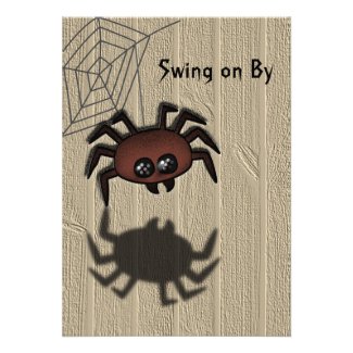 Cute Spider Swing on By Halloween Invitation