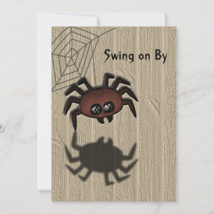 Cute Spider Swing on By Halloween Invitation