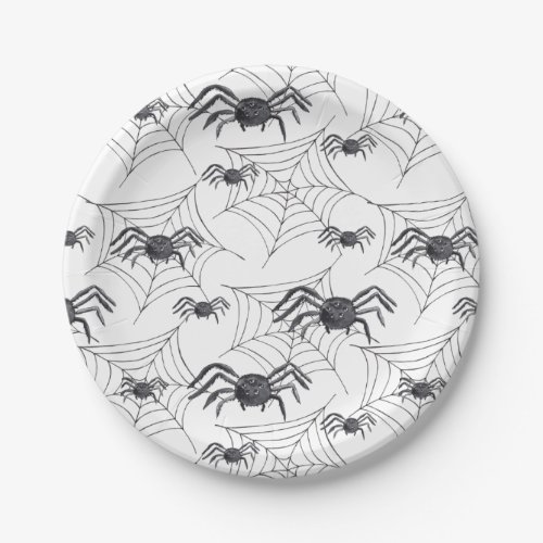 Cute Spider Watercolor Halloween Party Paper Plates