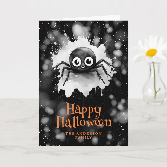 Cute Spider Web Happy Halloween Card (Small Plant)