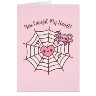 Cute Spider You Caught My Heart Love Pun Cards