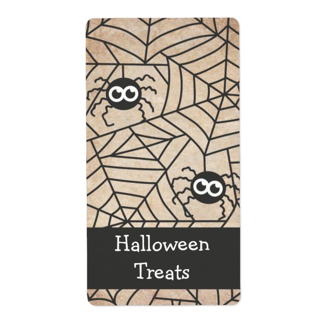 Cute Spiders, Halloween, Grunge and Gritty Label (Front)