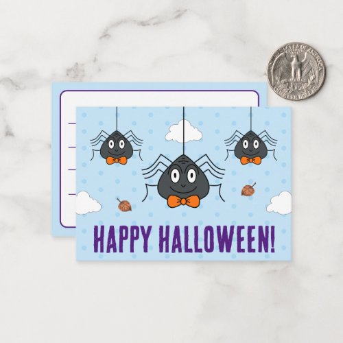 Cute Spiders Lunchbox Party Favor Happy Halloween  Note Card