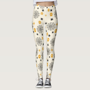 Cute Spiders Web Skulls Halloween Costume Party Leggings
