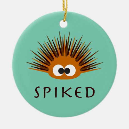 Cute Spiked Orange Sea Urchin Ceramic Ornament