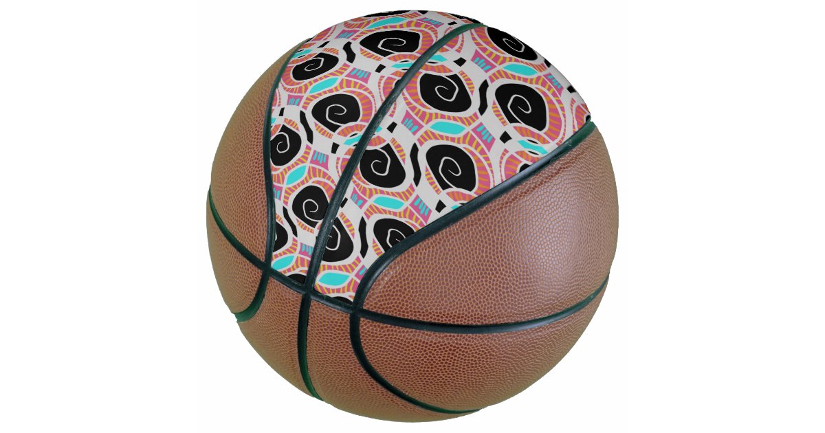Cute Spiral Doodles Pink Blue Black White Basketball Zazzle Com