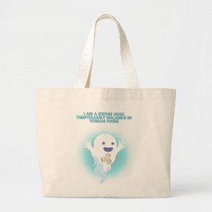 Cute Spiritual Ghost – Divine Soul Quote Design Large Tote Bag