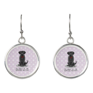 Cute Spoiled Rotten Black Labrador Retriever Dog Earrings
