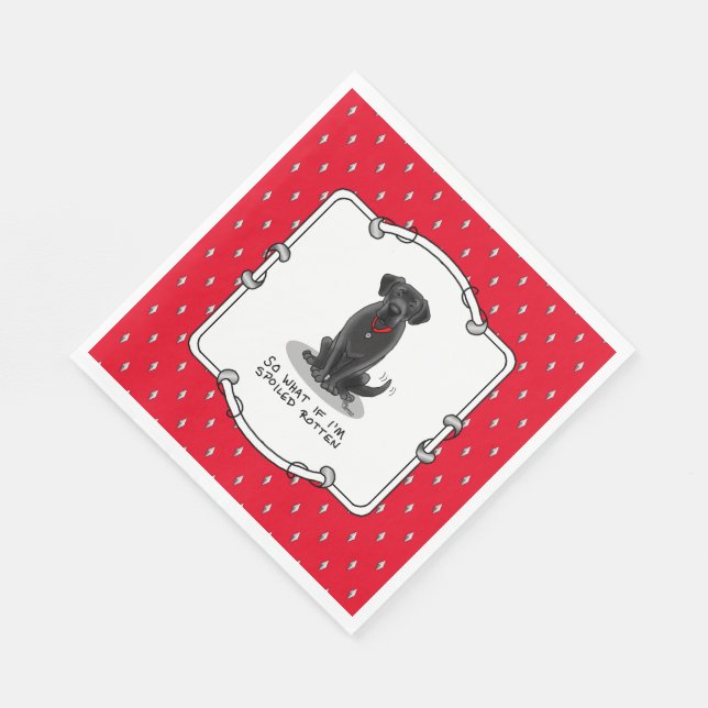 Cute Spoiled Rotten Black Labrador Retriever Dog Napkins (Corner)