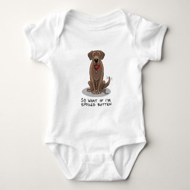Cute Spoiled Rotten Chocolate Labrador Retriever Baby Bodysuit (Front)