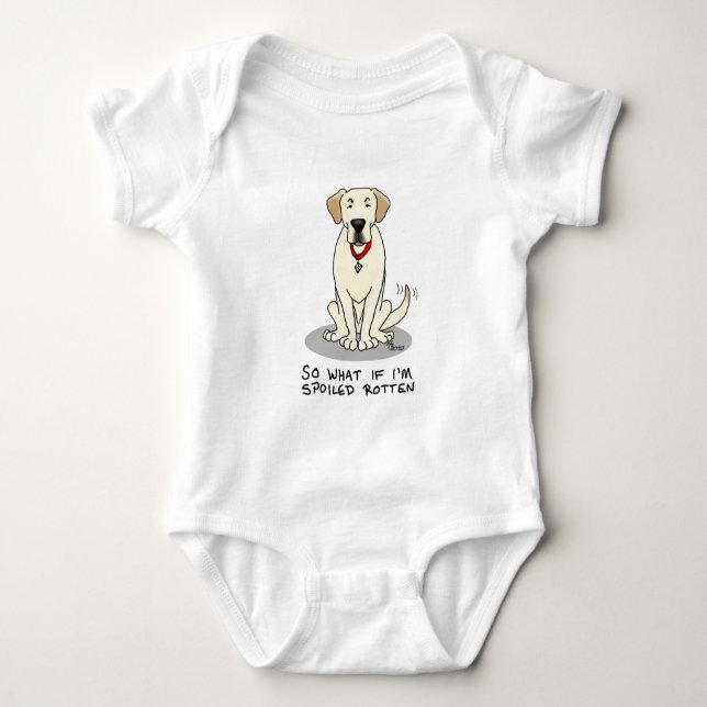 Cute Spoiled Rotten Yellow Labrador Retriever Dog Baby Bodysuit (Front)