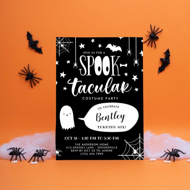 Cute Spooktacular Black Kids Halloween Birthday Invitation (Creator Uploaded)