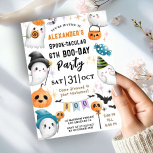 Cute Spooktacular Halloween 6th Birthday Cute Boy Invitation