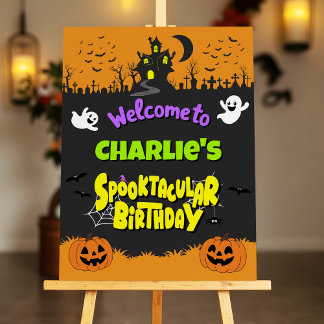 Cute Spooktacular Halloween Birthday Welcome Sign