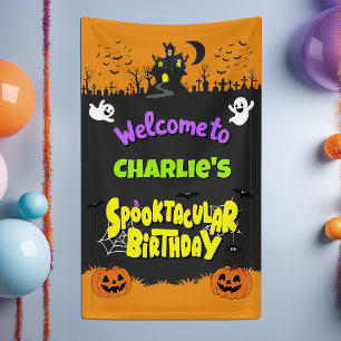 Cute Spooktacular Halloween Fun Birthday Welcome Banner