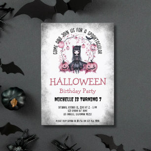 Cute Spooktacular Halloween Gothic Girl Birthday Invitation