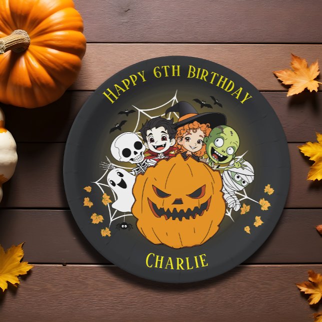 Cute Spooktacular Halloween Monster Birthday Party Paper Plates (Creator Uploaded)