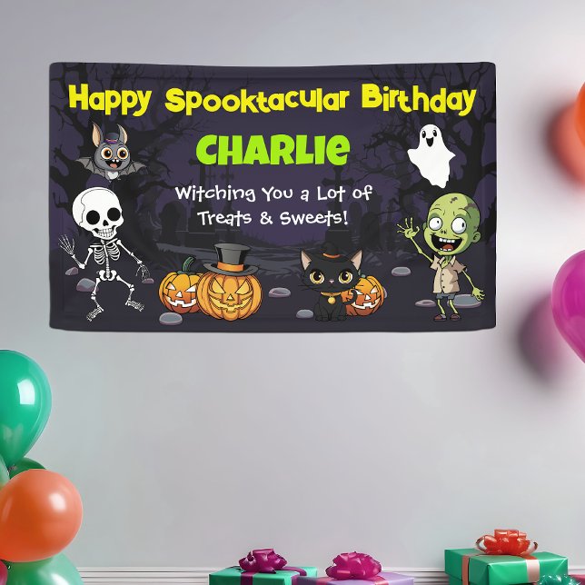 Cute Spooktacular Halloween Monster Fun Birthday Banner (Creator Uploaded)