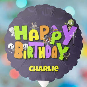 Cute Spooktacular Halloween Monster Happy Birthday Balloon