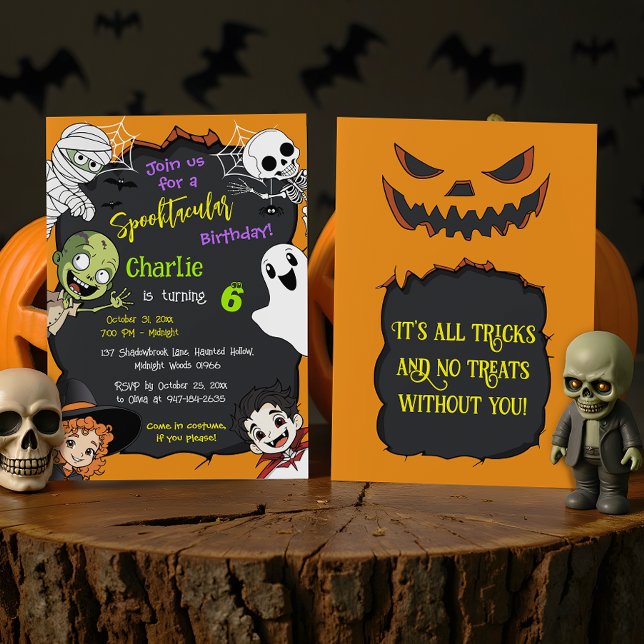 Cute Spooktacular Halloween Monster Kids Birthday Invitation (Creator Uploaded)