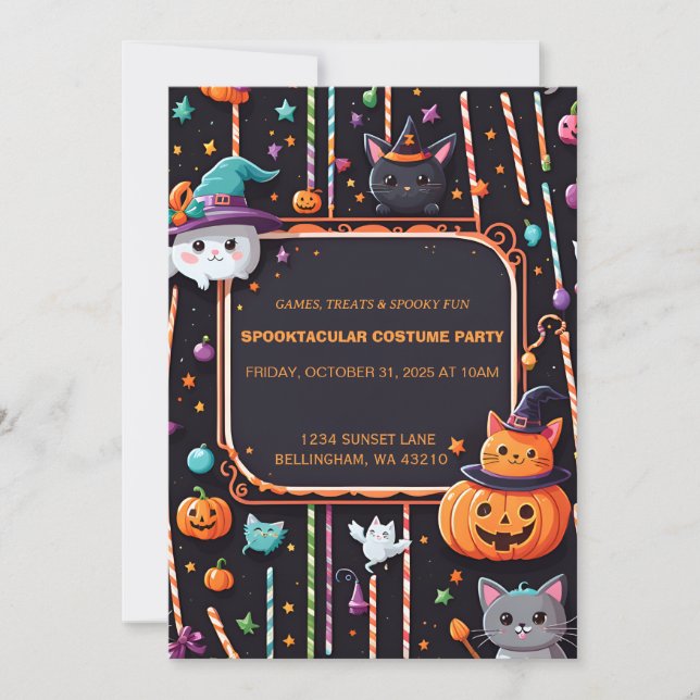 Cute Spooktacular Halloween Party Invitation (Front)