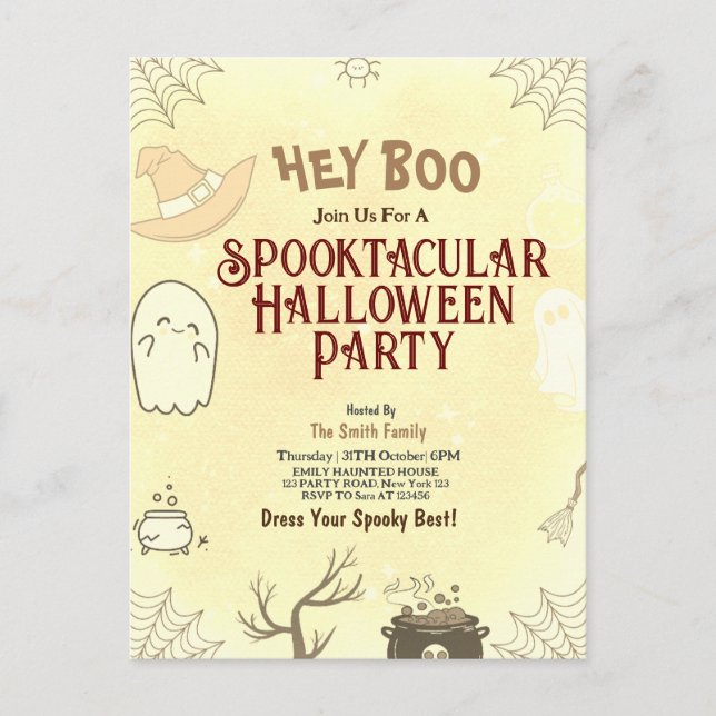 Cute Spooktacular Halloween Party Invitation  Postcard (Front)