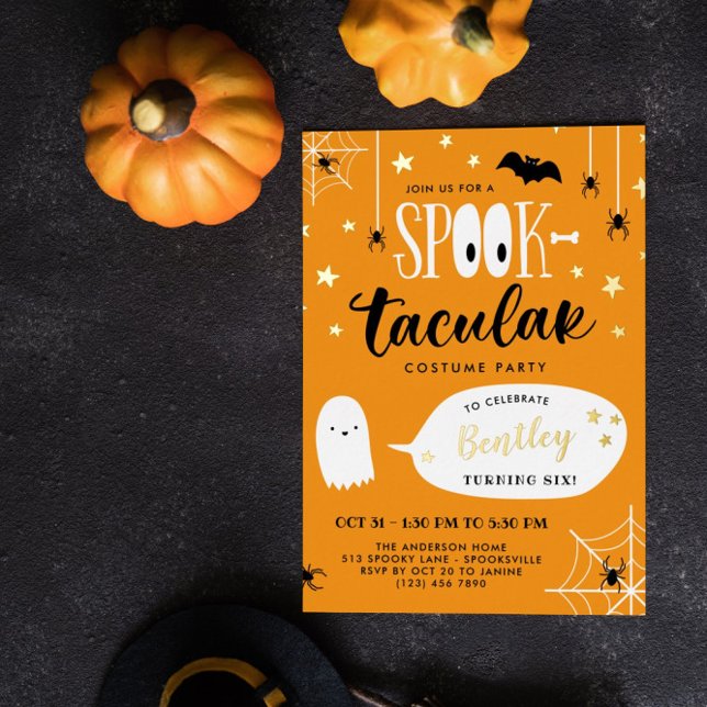 Cute Spooktacular Kids Halloween Birthday Foil Invitation (Creator Uploaded)