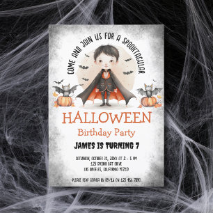 Cute Spooktacular Kids Halloween Boy Birthday Invitation