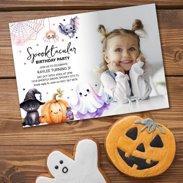 Cute Spooktacular Photo Birthday Party Invitation | Zazzle